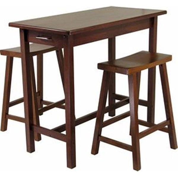 Winsome Winsome 94344 Three Piece Kitchen Island Set with Saddle Stools 94344
